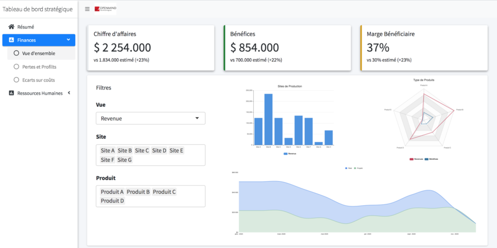 This part covers the financial side of the company and contains 3 sub-sections: An overview that sums up the company’s finances in one page—ideal for a quick overview of current budgets and how they are used.